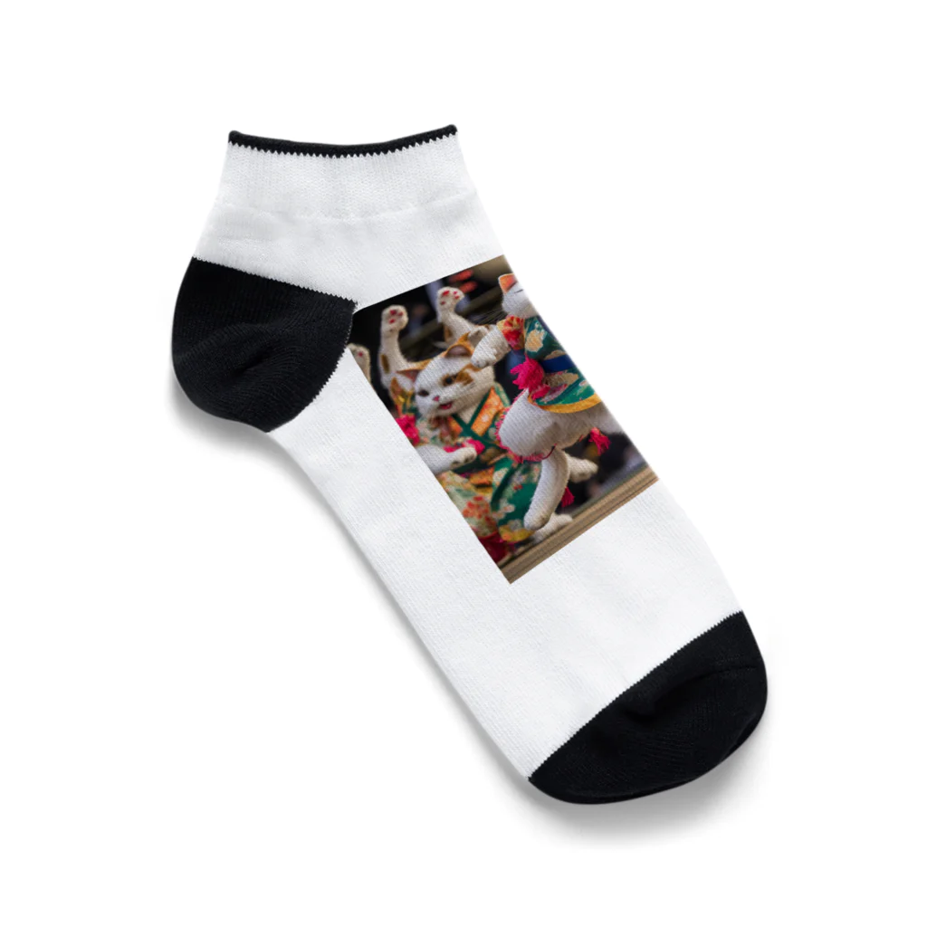 だんのんのよさこい祭りで踊る猫達 Ankle Socks