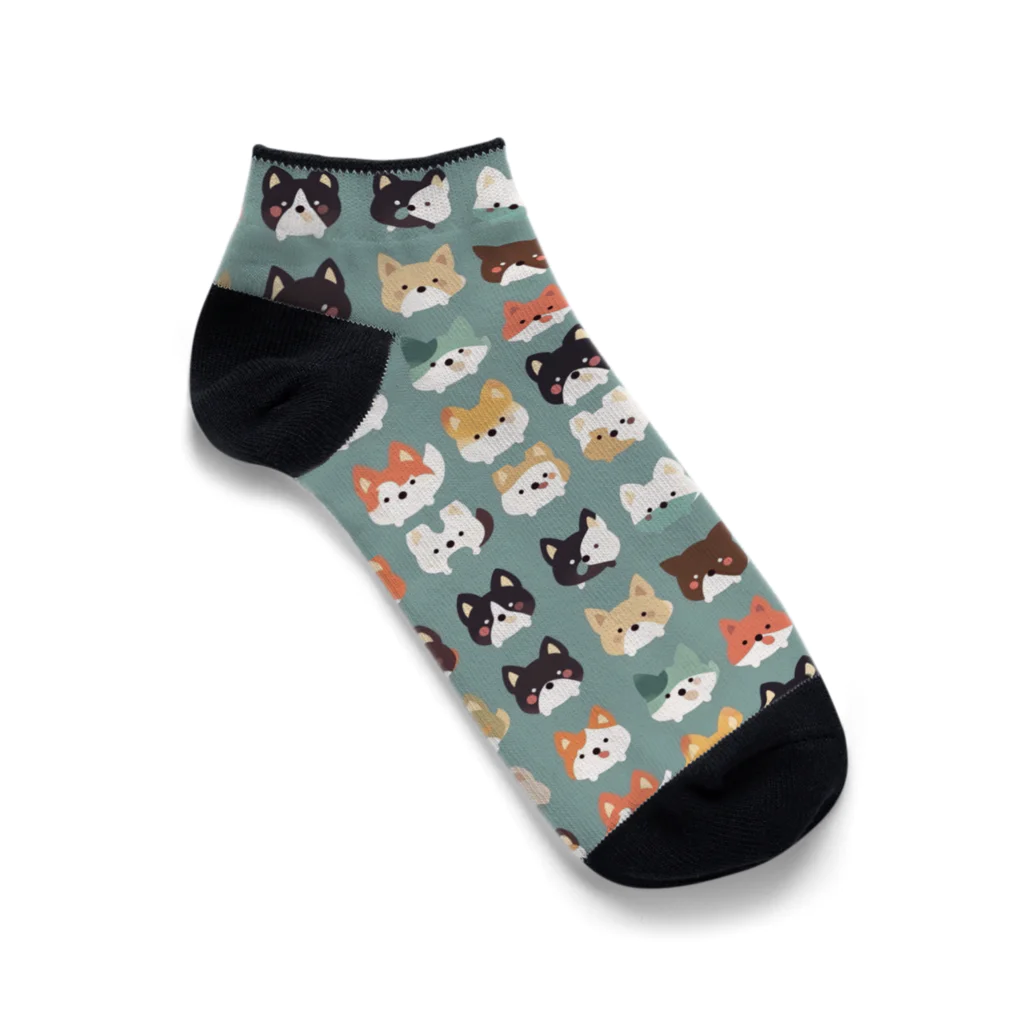 YURUPOYONの犬まみれ Ankle Socks