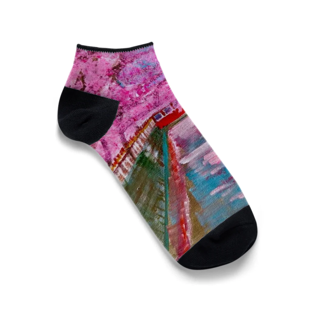 MiMiの絵日記の中目黒の桜 Ankle Socks