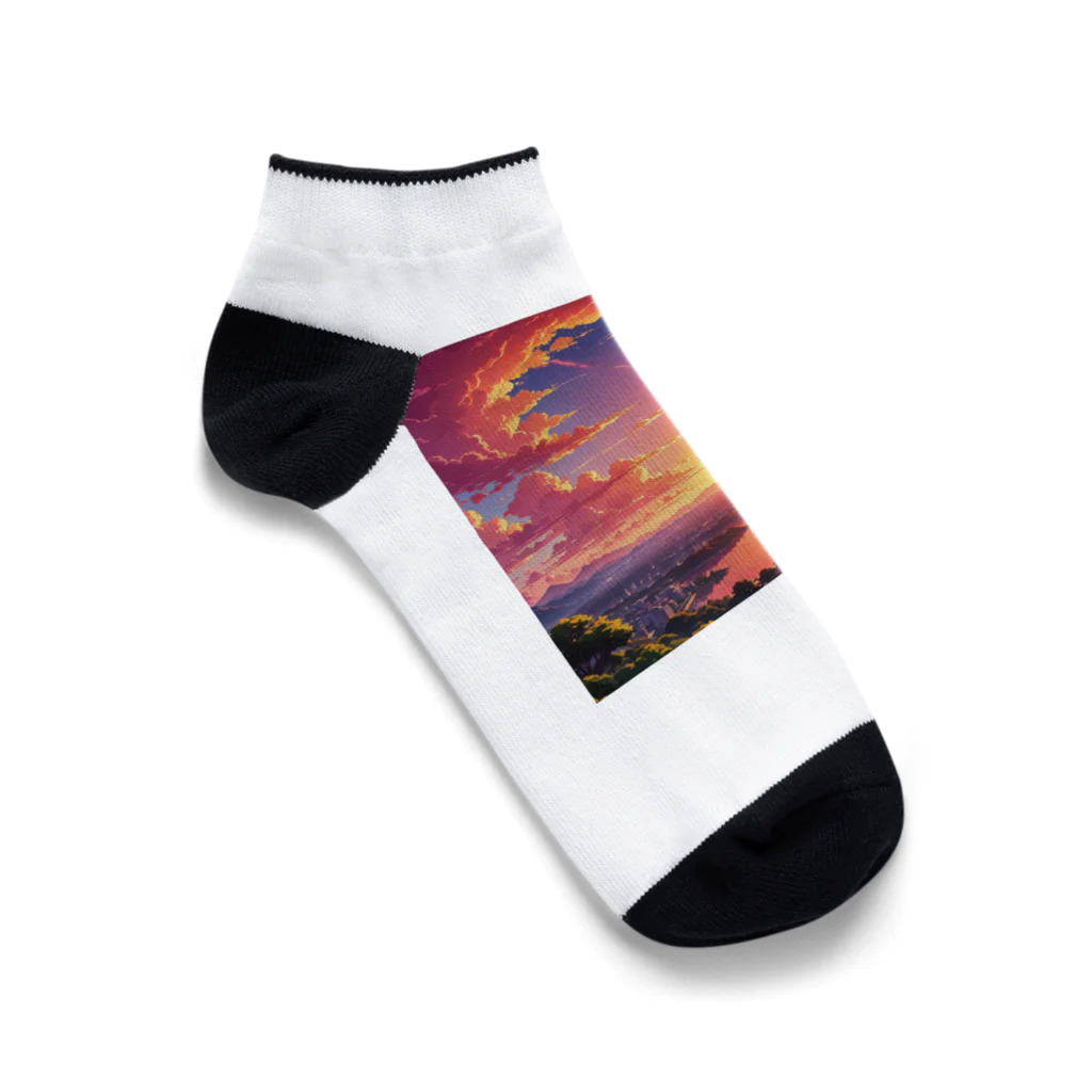 ikeikeikedaの街を照らす夕陽（景色シリーズ） Ankle Socks