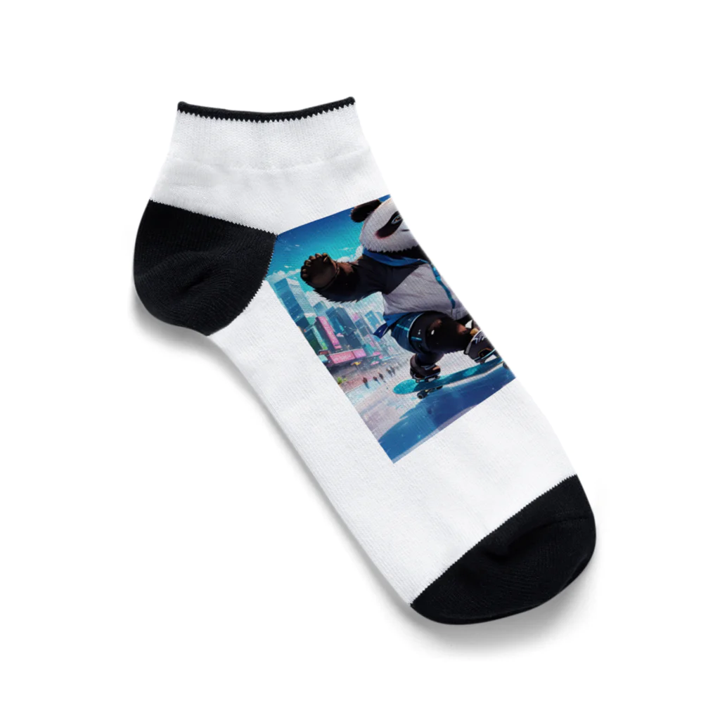 rakutenitibaのスケボーが楽しいパンダ Ankle Socks