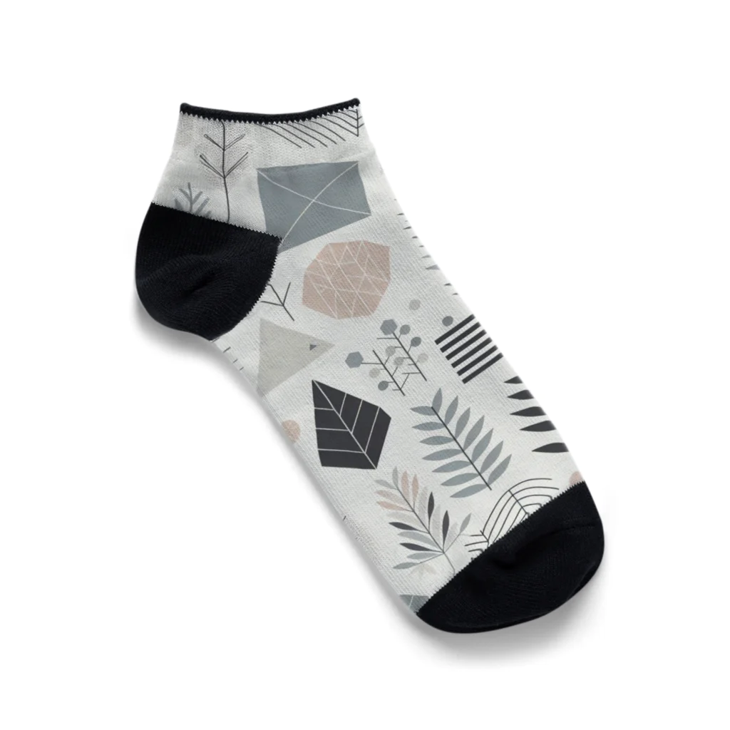 Green__teaのScandinavian Pattern_Leaves Ankle Socks