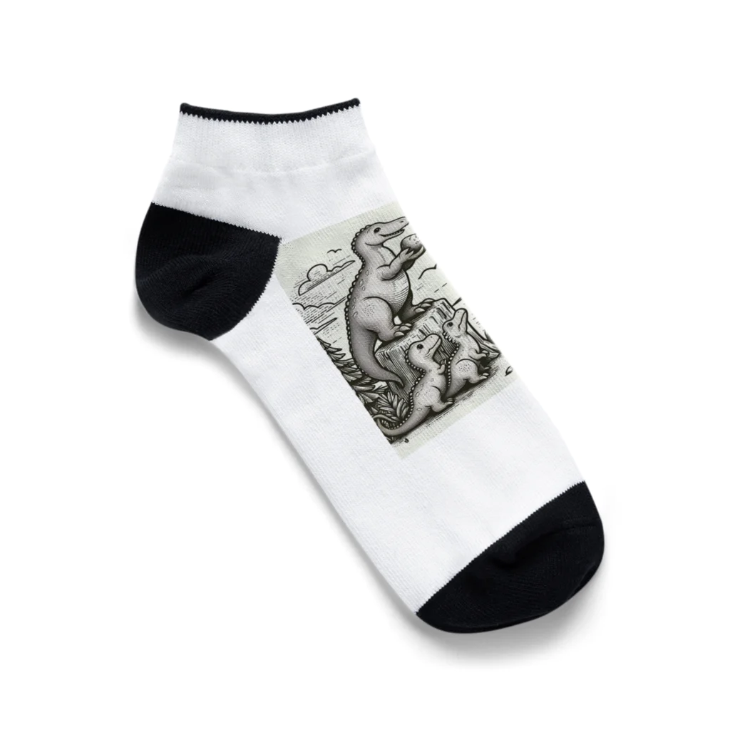 dinaso_sのティラノサウルスの家族 Ankle Socks