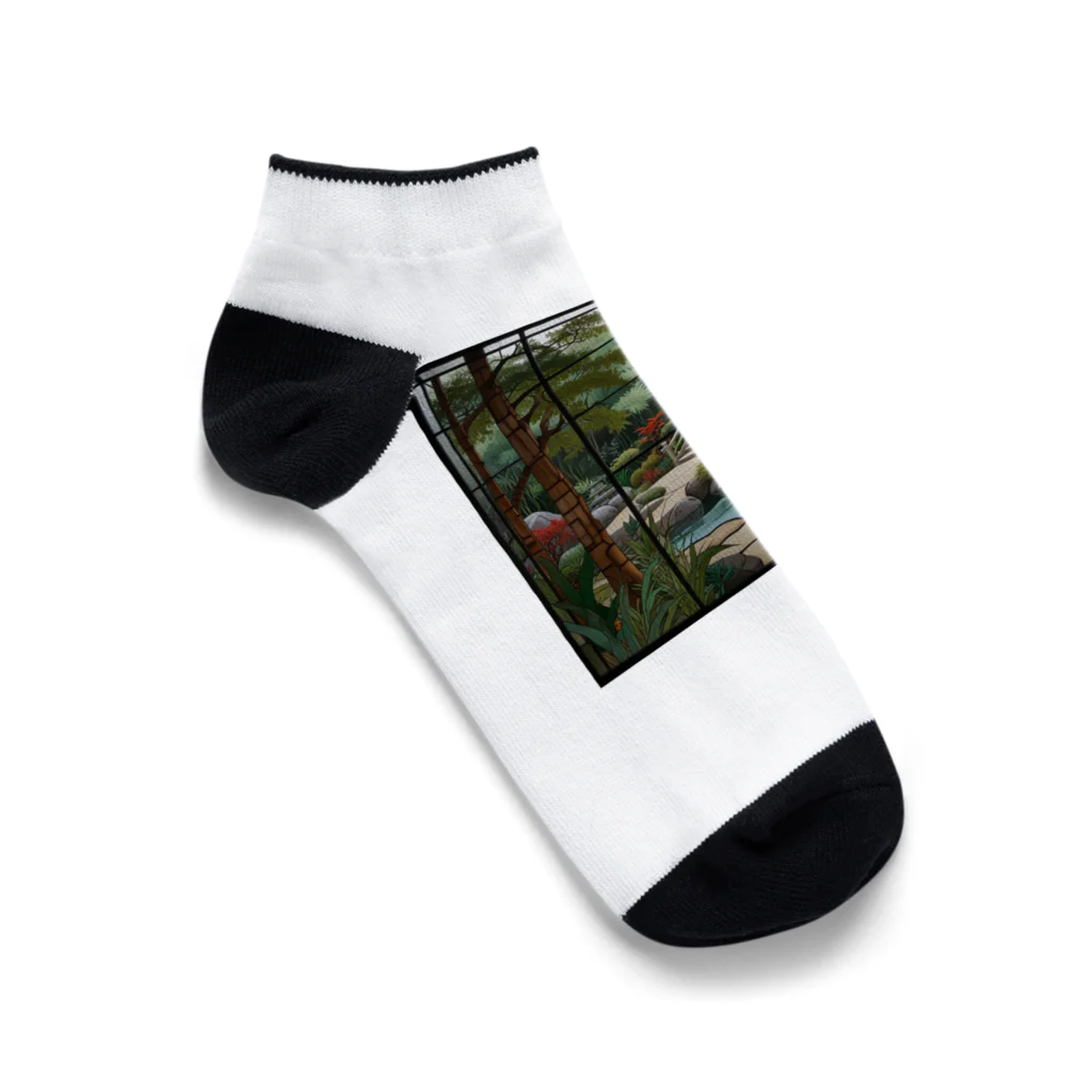 ganeshaのアジア禅庭園ステンドグラス Ankle Socks