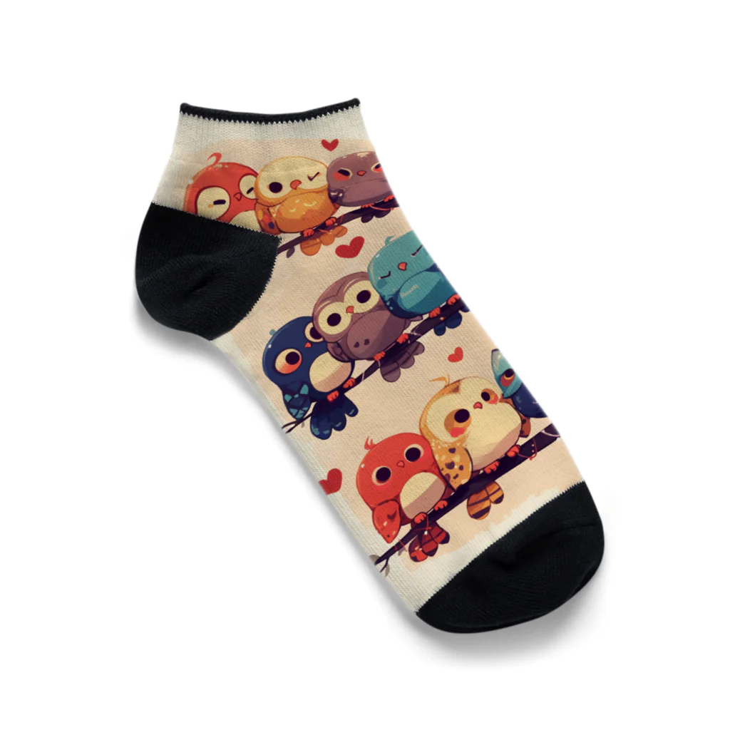 AQUAMETAVERSEの個性的な華やかなフクロウたち　Hime  2530 Ankle Socks