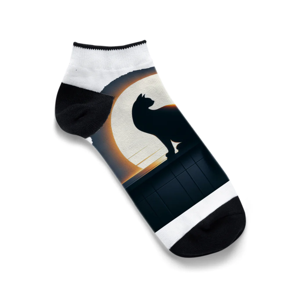 万事屋の猫のシルエットが美しい Ankle Socks