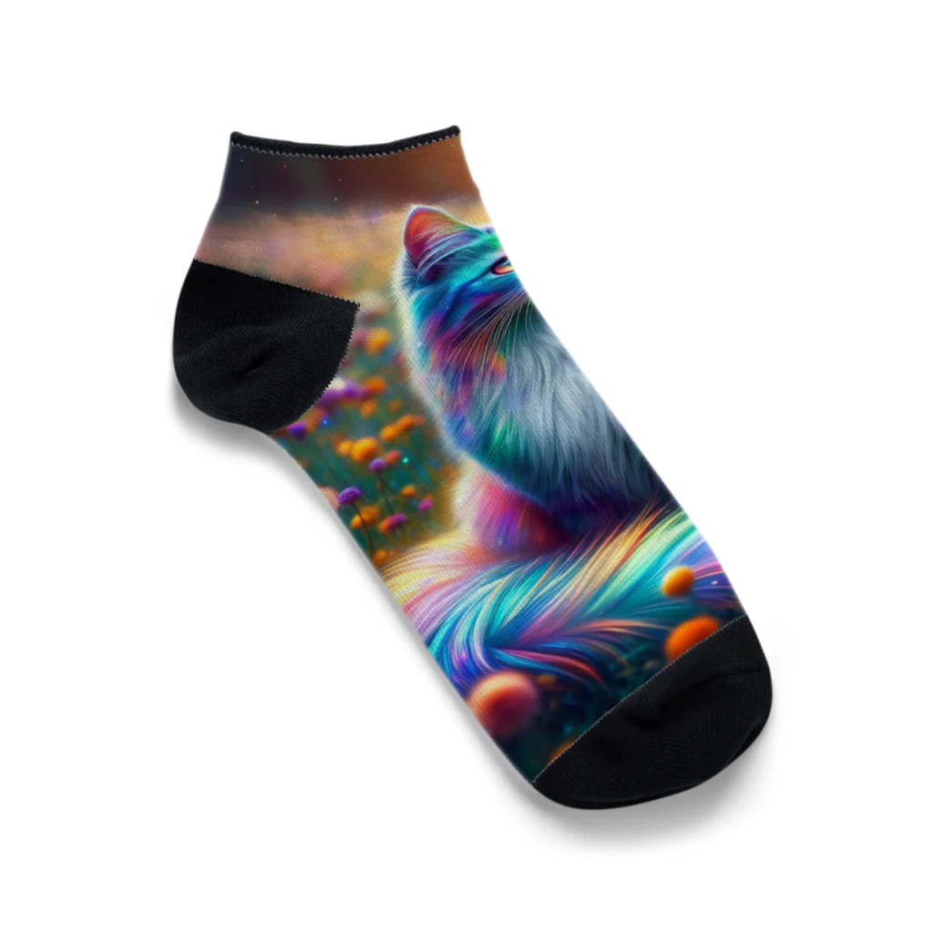 momonekokoの虹色に輝く優雅な猫 Ankle Socks