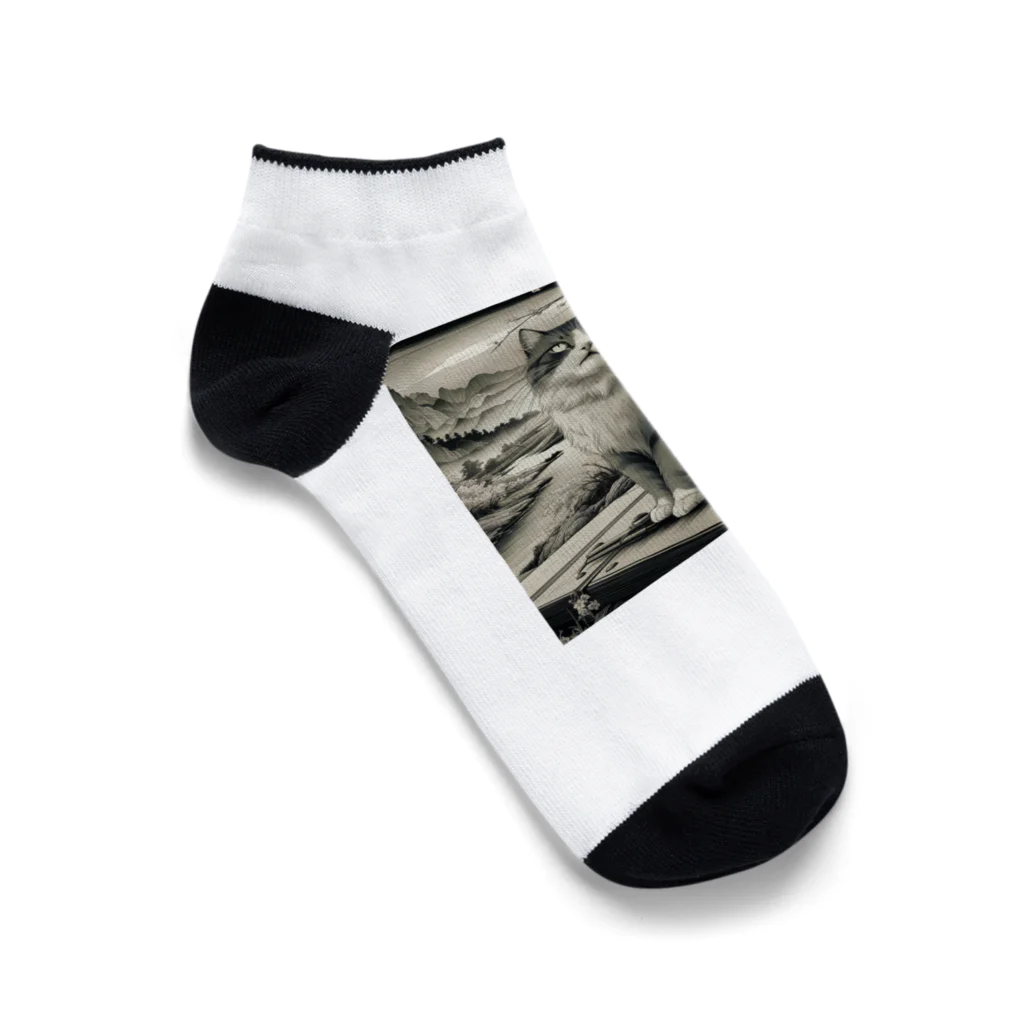 猫XショップX猫の白夜の猫クン Ankle Socks