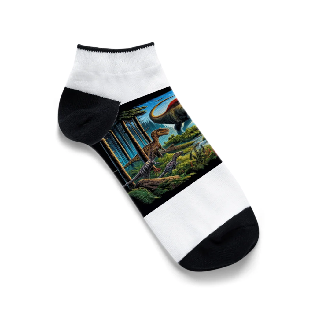 恐竜ガオガオの恐竜Ｔシャツを着て福井恐竜博物館へ行こう！ Ankle Socks