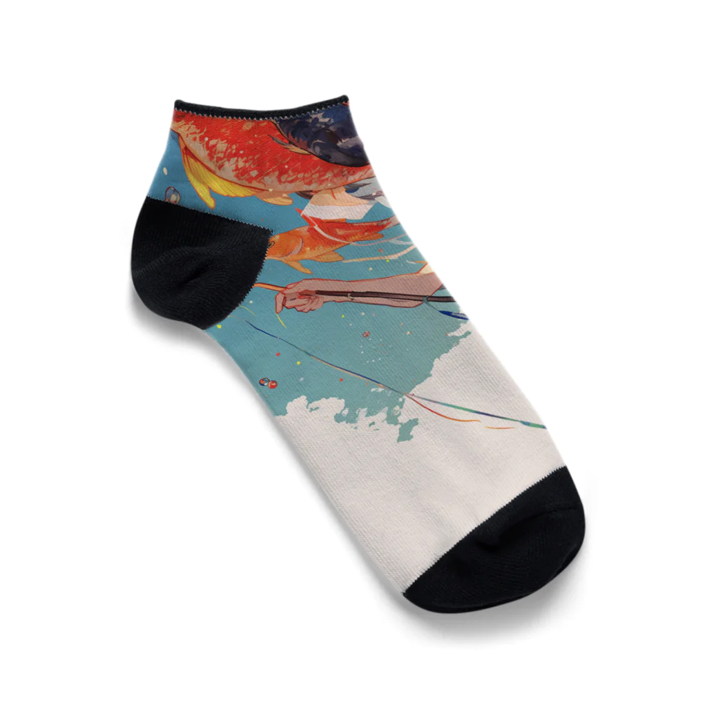 AQUAMETAVERSEの鯉のぼりを操る男の子　ラフルール　1859 Ankle Socks