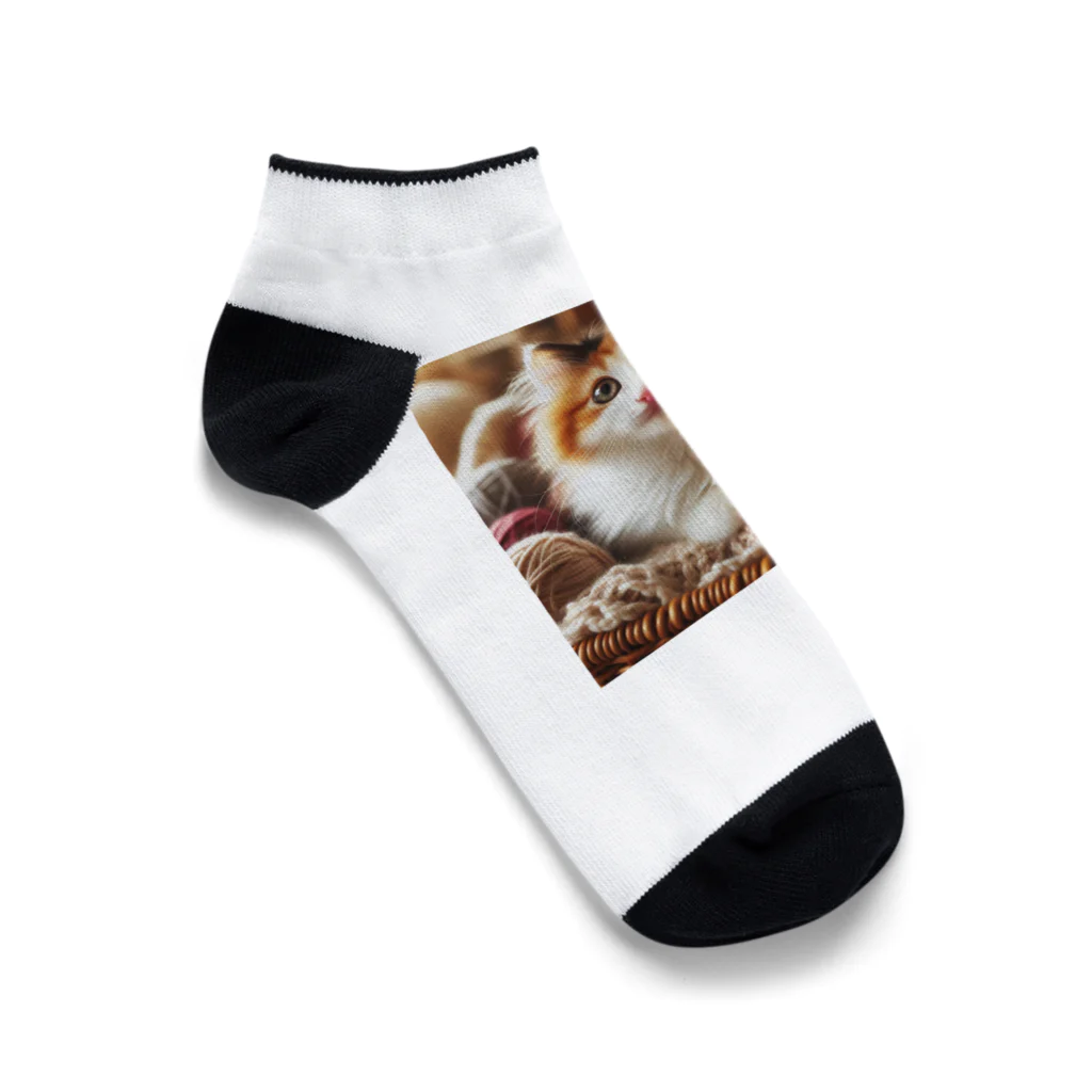 SkyBlueのかわいい三毛猫 Ankle Socks