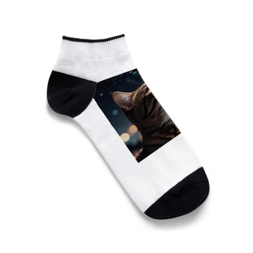 AI Design Labの星を見る猫 Ankle Socks