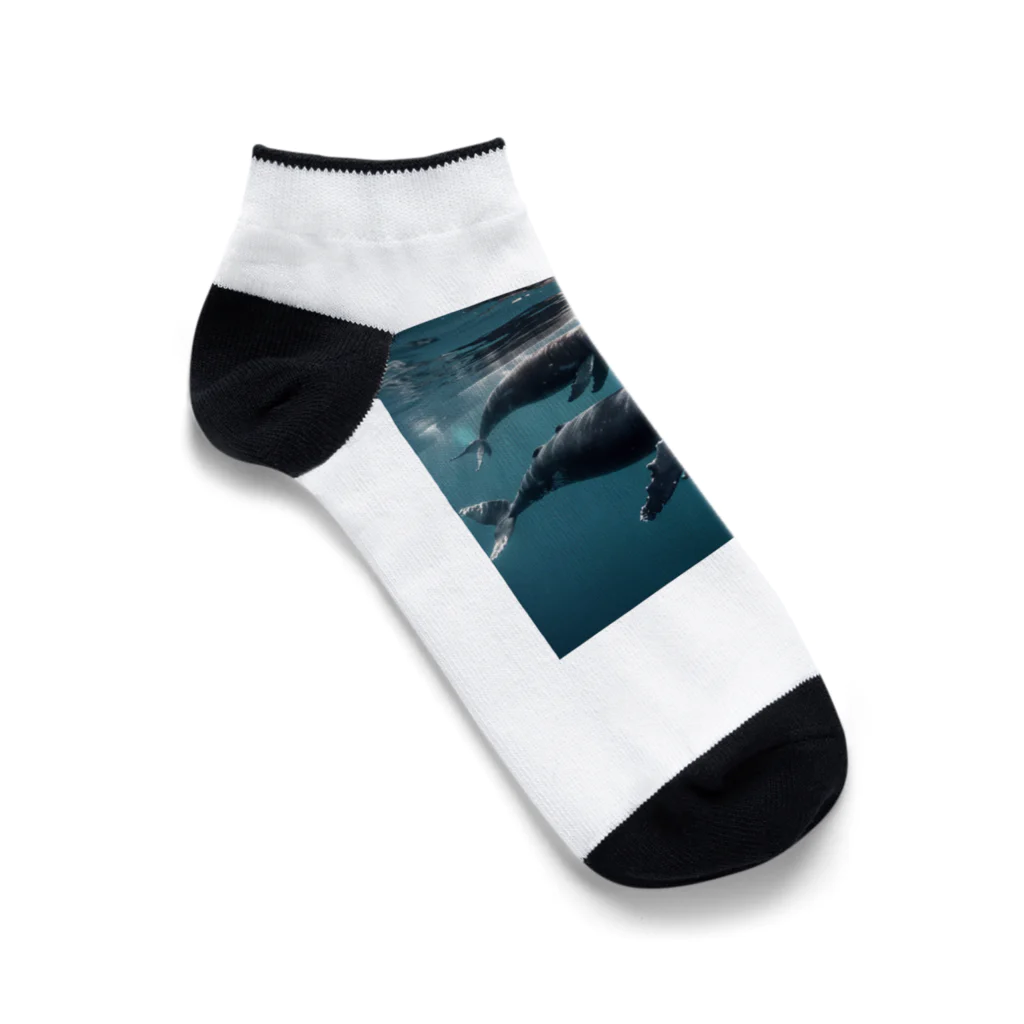 tozaki5573のクジラの親子 Ankle Socks