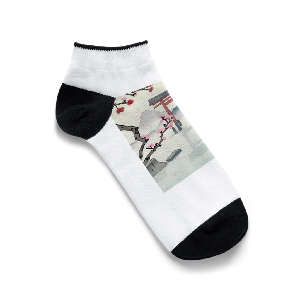 JoyfulMomentsCraftsの桜と鳥居　ー Cherry Blossoms and Torii ー Ankle Socks
