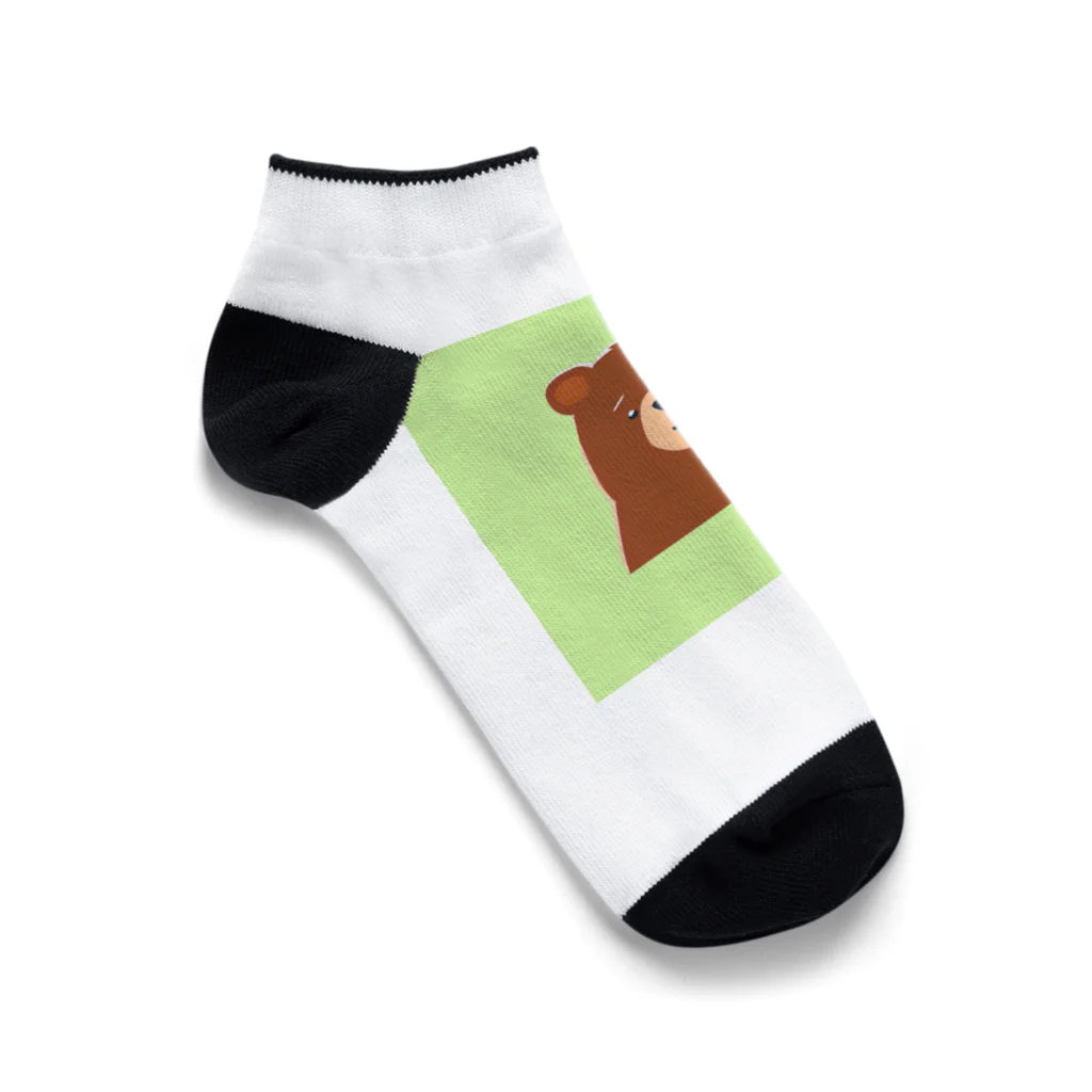 日常の困ったクマ(グリーン) Ankle Socks