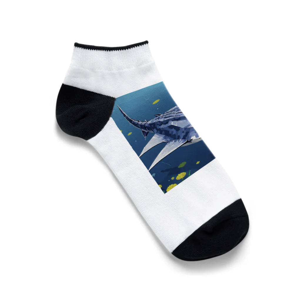 SUZURI56のドット絵ノコギリザメ Ankle Socks