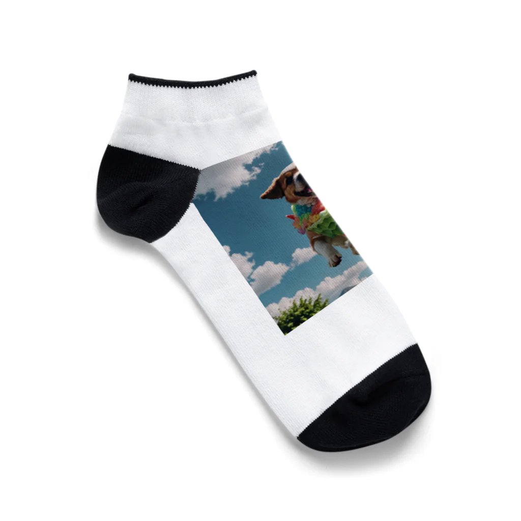 pezupezuの空飛ぶワンダフル犬 Ankle Socks