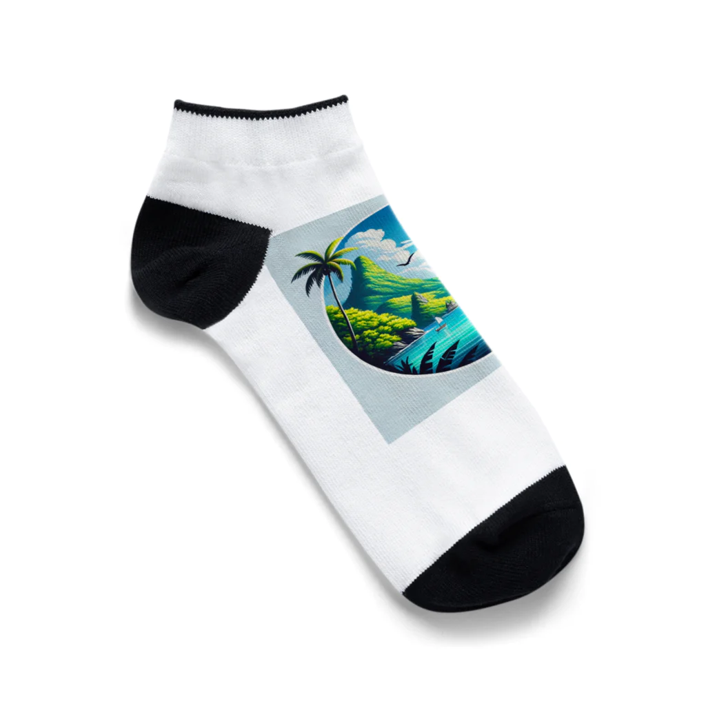 海の幸のカリブ海と船 Ankle Socks