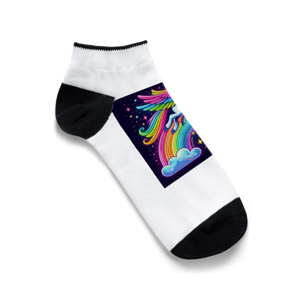 momonekokoのネオンカラーのユニコーン Ankle Socks