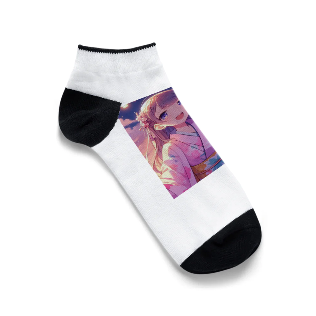 yukatagirlsのお祭りの夜の女の子 Ankle Socks