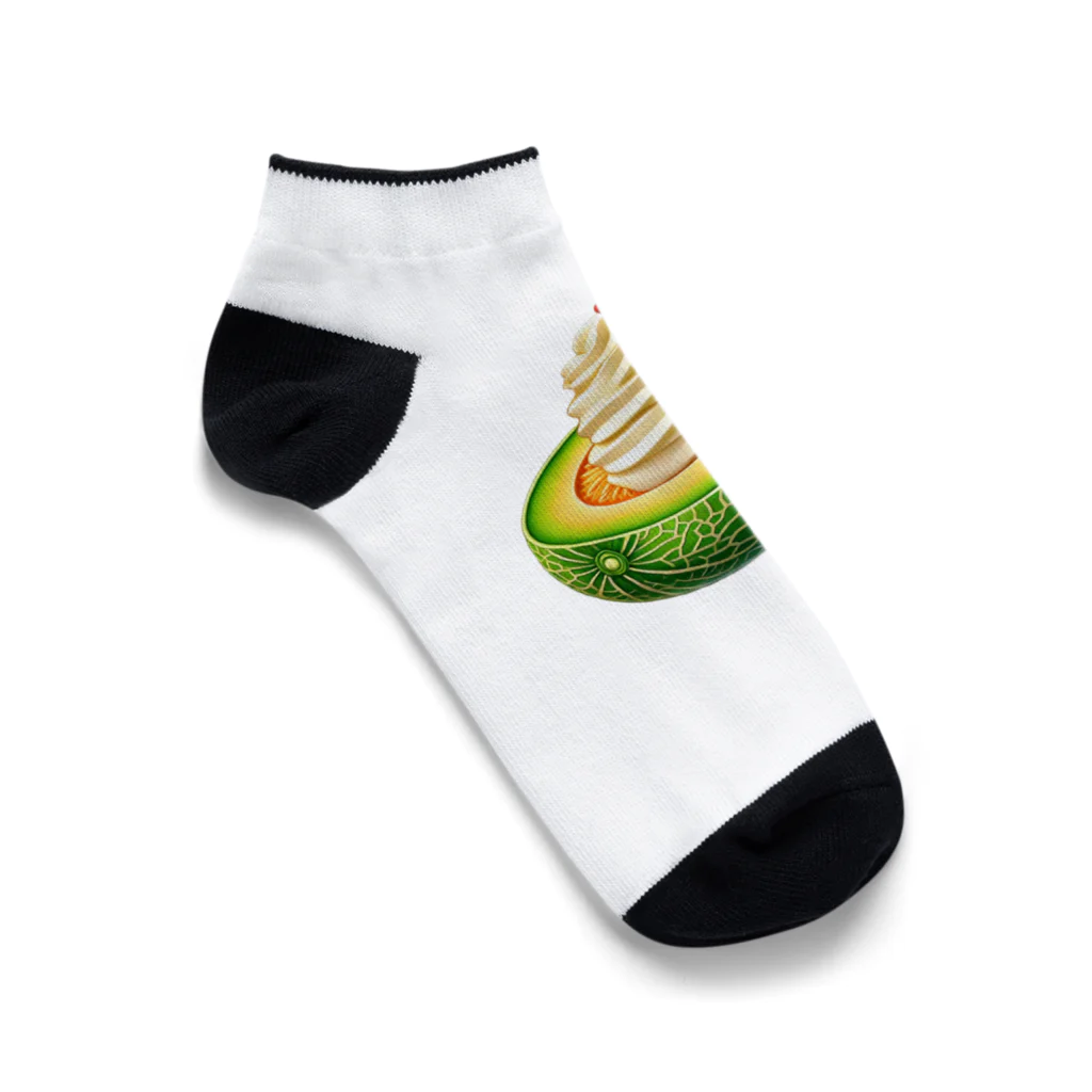 かるるんショップのメロンと生クリームとさくらんぼ Ankle Socks