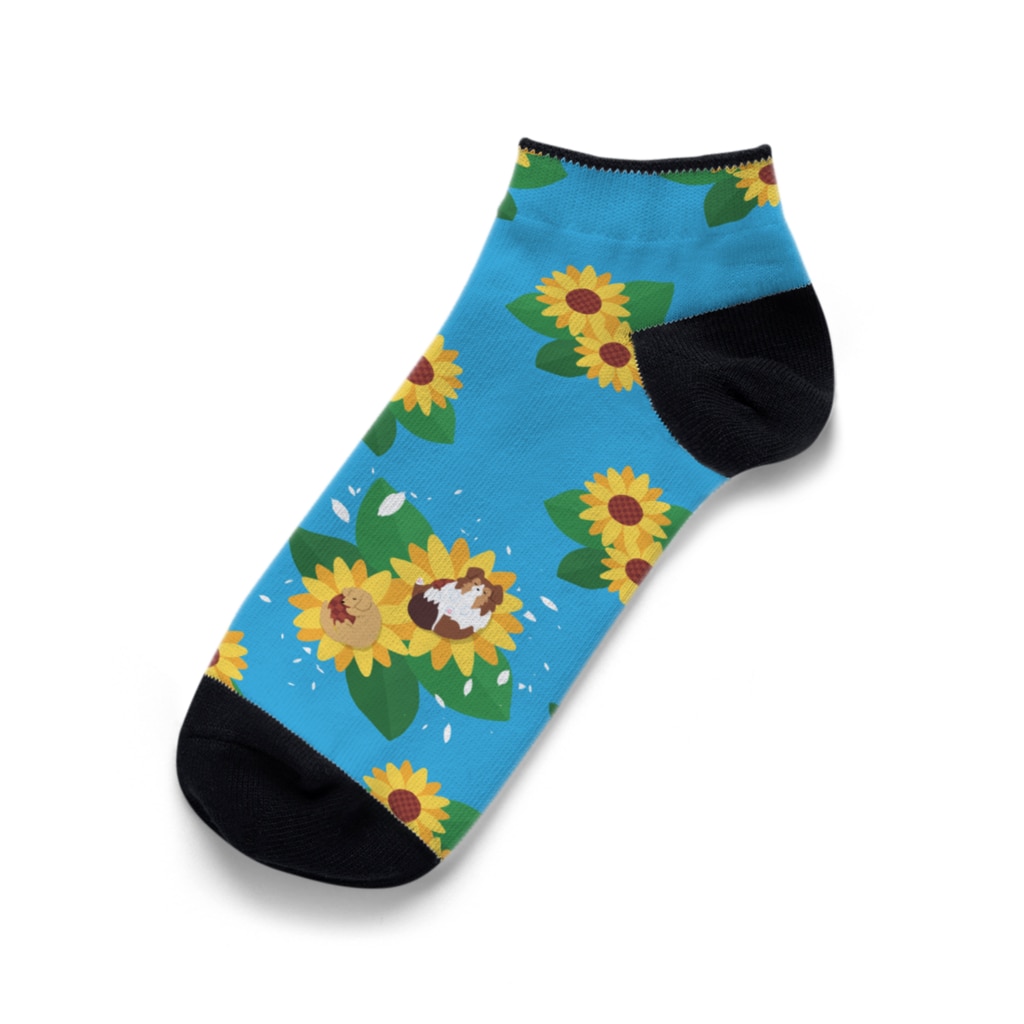 Kotetsu diary(SUZURI店)のシェルティ＆ダックス×ひまわり Ankle Socks