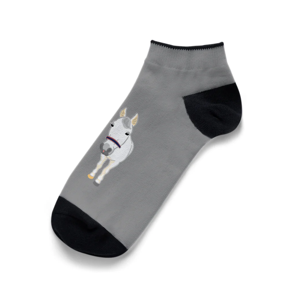 ChibisukeGO ショップSUZURI店のチビスケ＆シロちゃんくるぶしソックス(薄いグレー) Ankle Socks