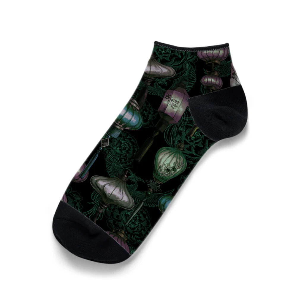 DXMOUVE(ドゥモーヴェ)の花鳥提灯柄BL Ankle Socks