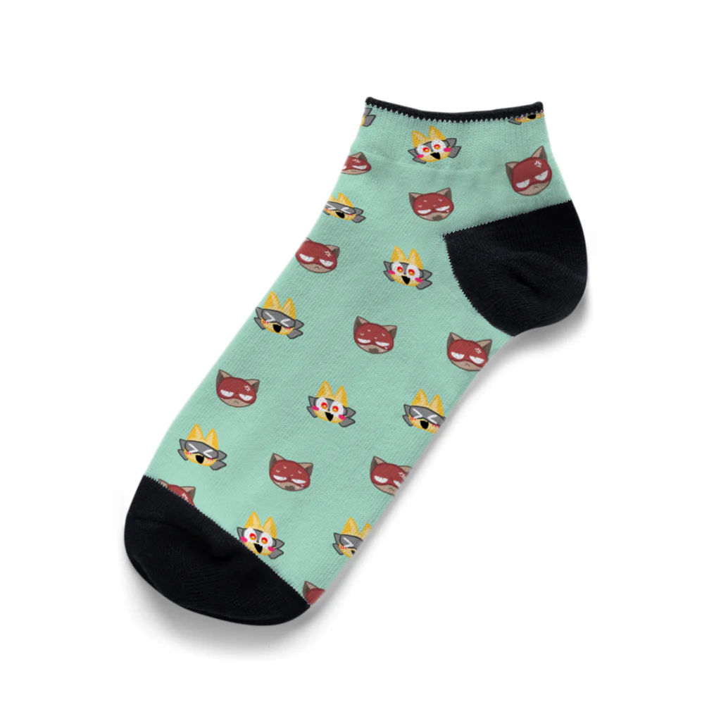 黒猫🐧のヒーローくんとヴィランくん　にこにこ！ Ankle Socks