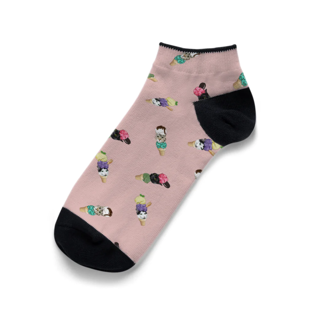 みきぞーん｜保護猫 ミッキー画伯と肉球とおともだちのumi sora riku taiga kouga Ankle Socks