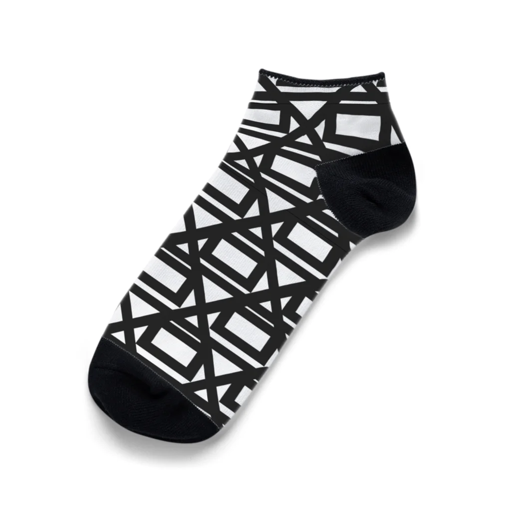 Maruai Artisanの合パターン 黒(Ai Pattern Black) Ankle Socks