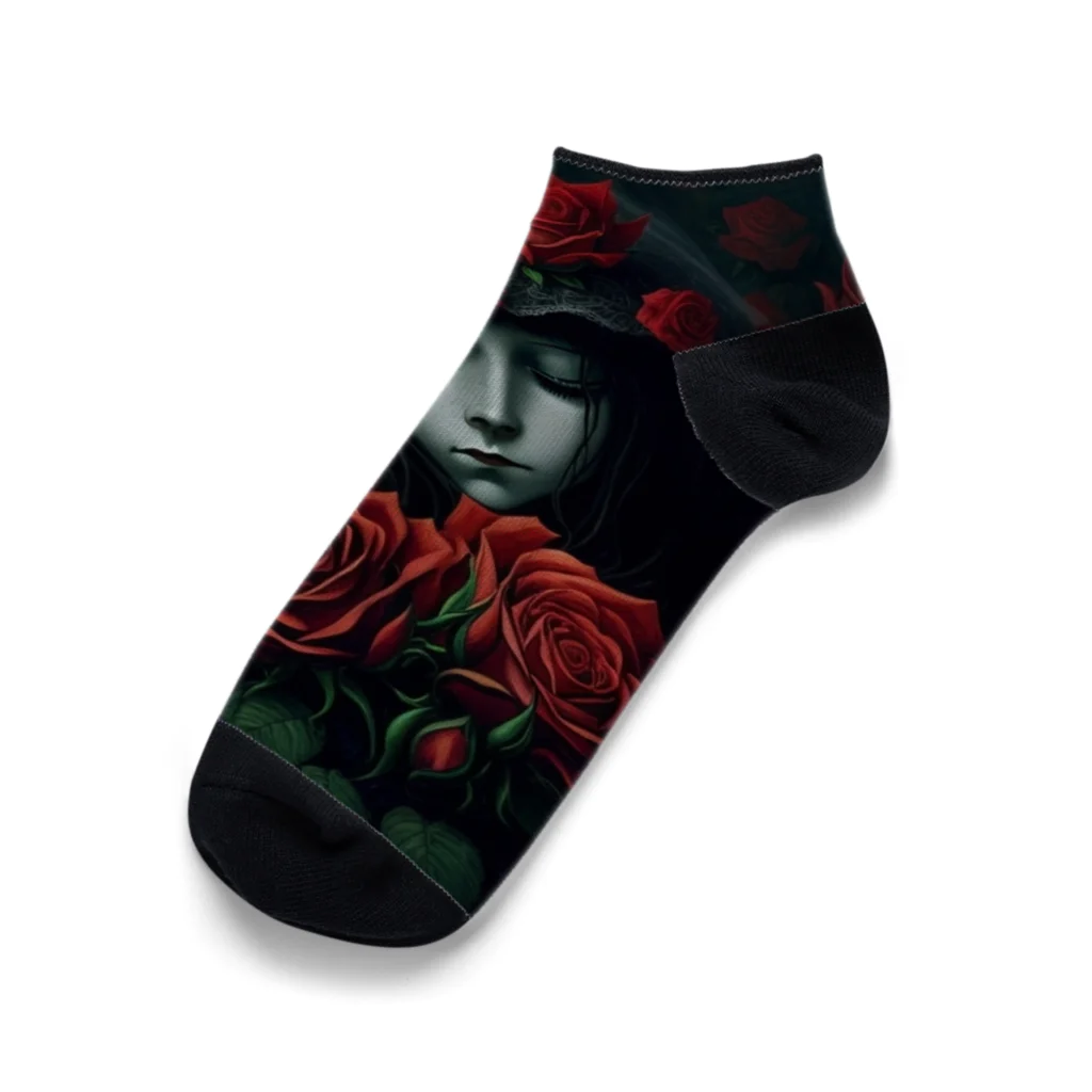 LunaNocturneの赤い薔薇の休息 Ankle Socks