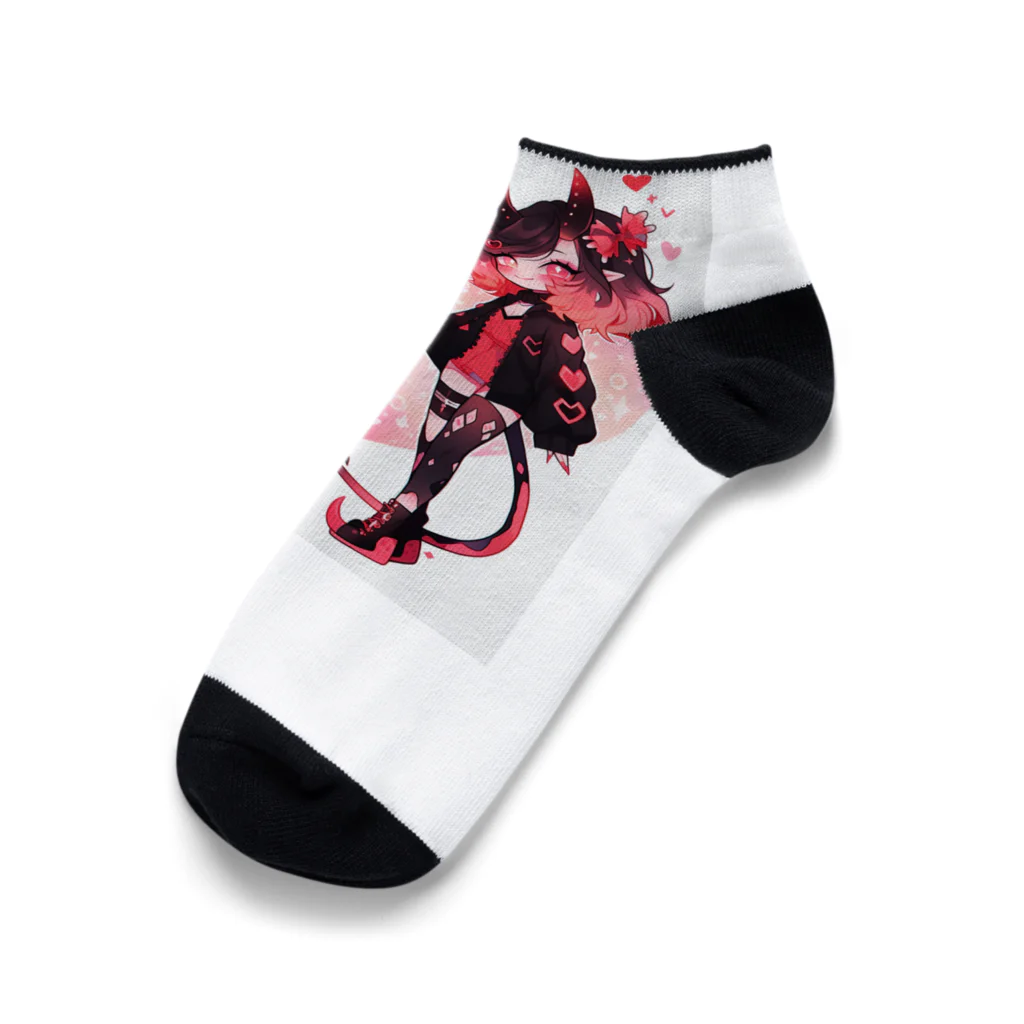 Twitterを忘れないのピーチクリームドーナツとブラックレッドサンゴ Ankle Socks