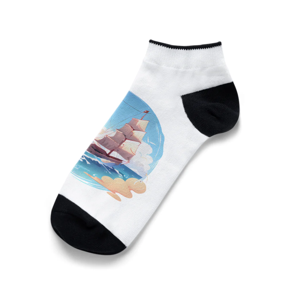 leopanda_studioの晴天の大海原と帆船 Ankle Socks