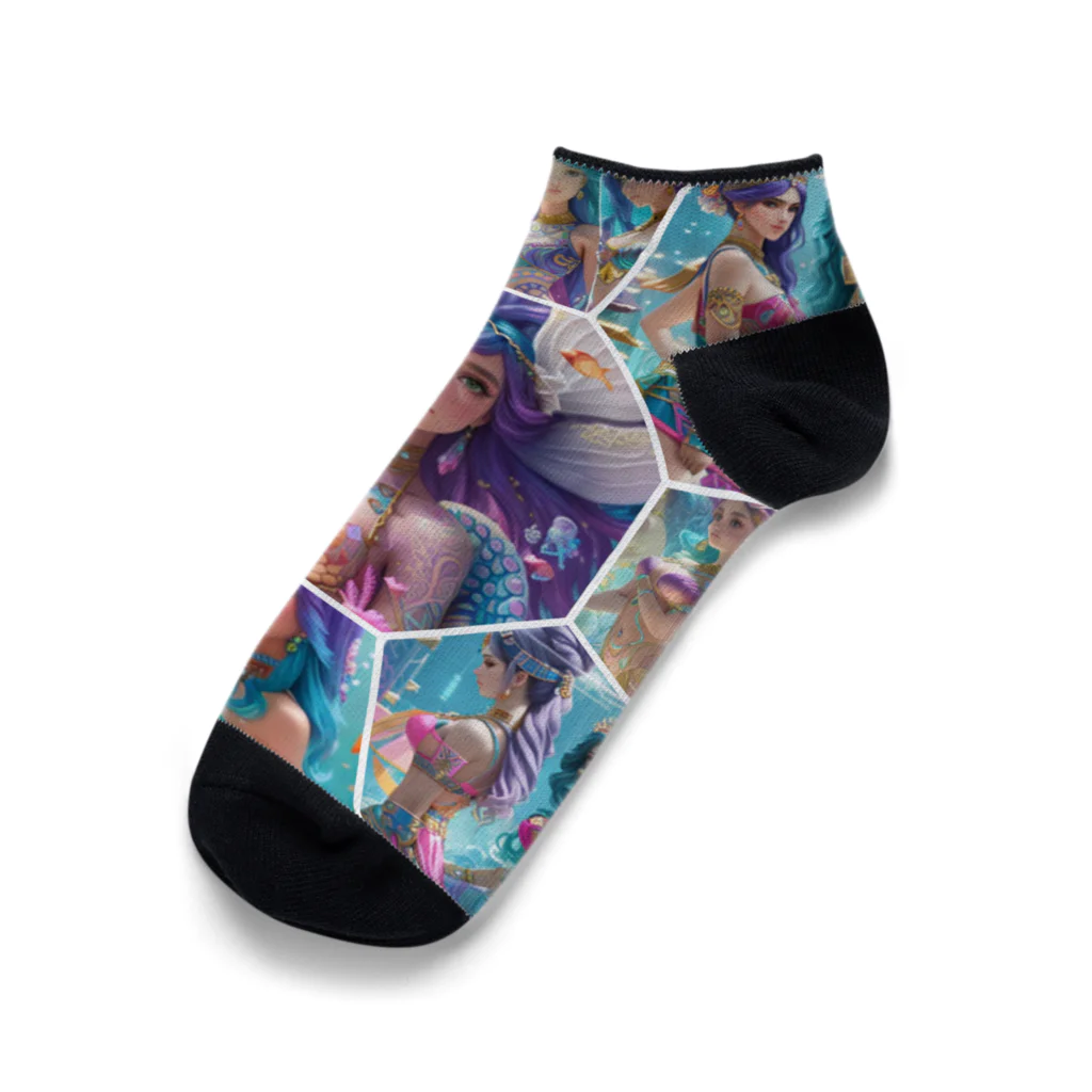 💖宇宙整体♪🌈♪こころからだチャンネル♪💖の mermaid  LARA 曼荼羅 Ankle Socks