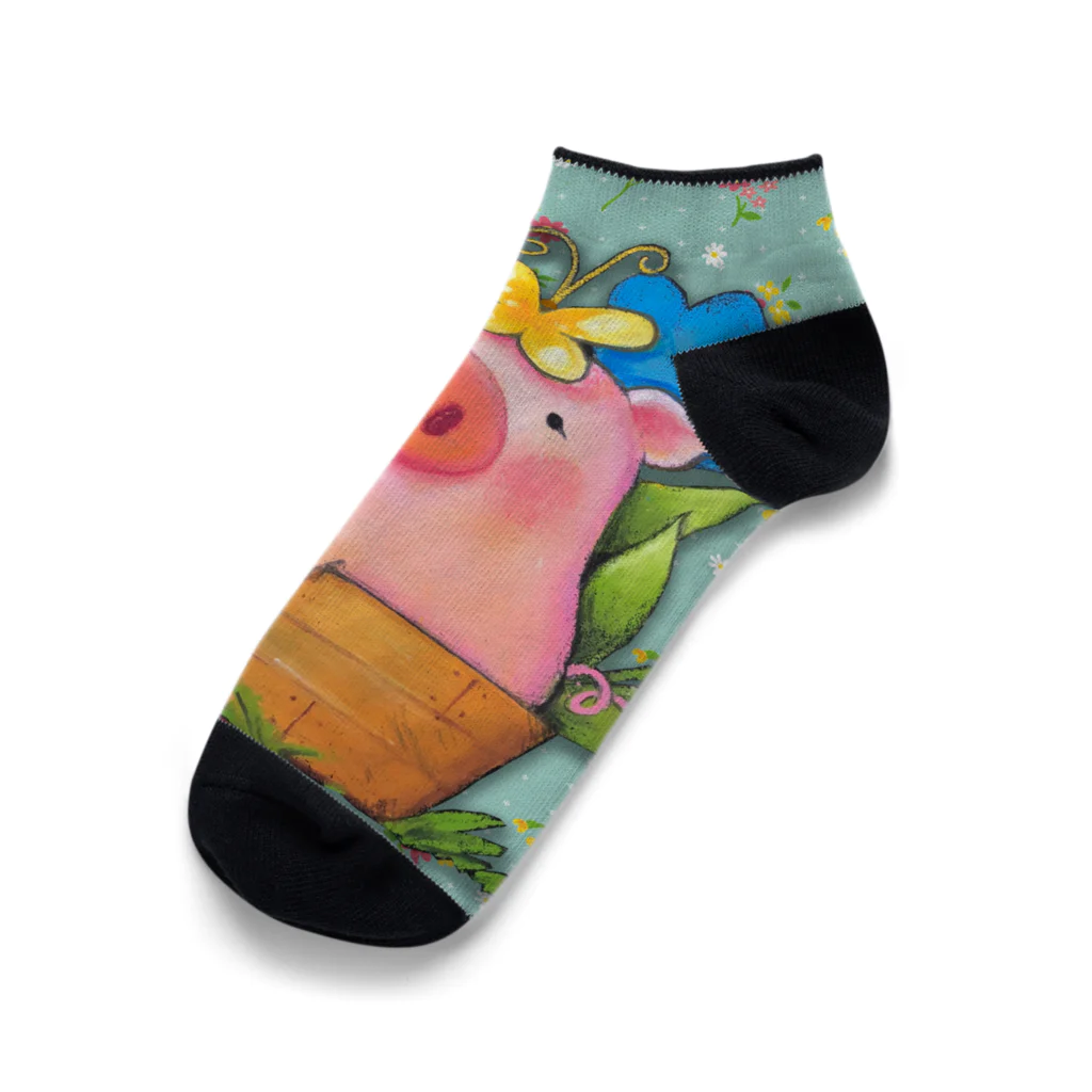 デザインハウスピリカのHAPPY CUTE PIGLET Ankle Socks