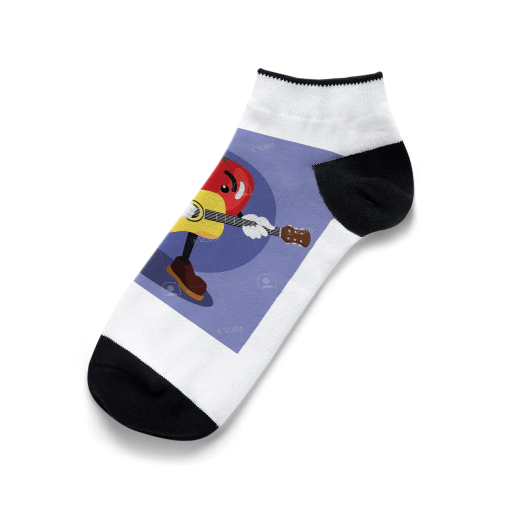 satomatoのイラストのギターを弾くトマトくん Ankle Socks