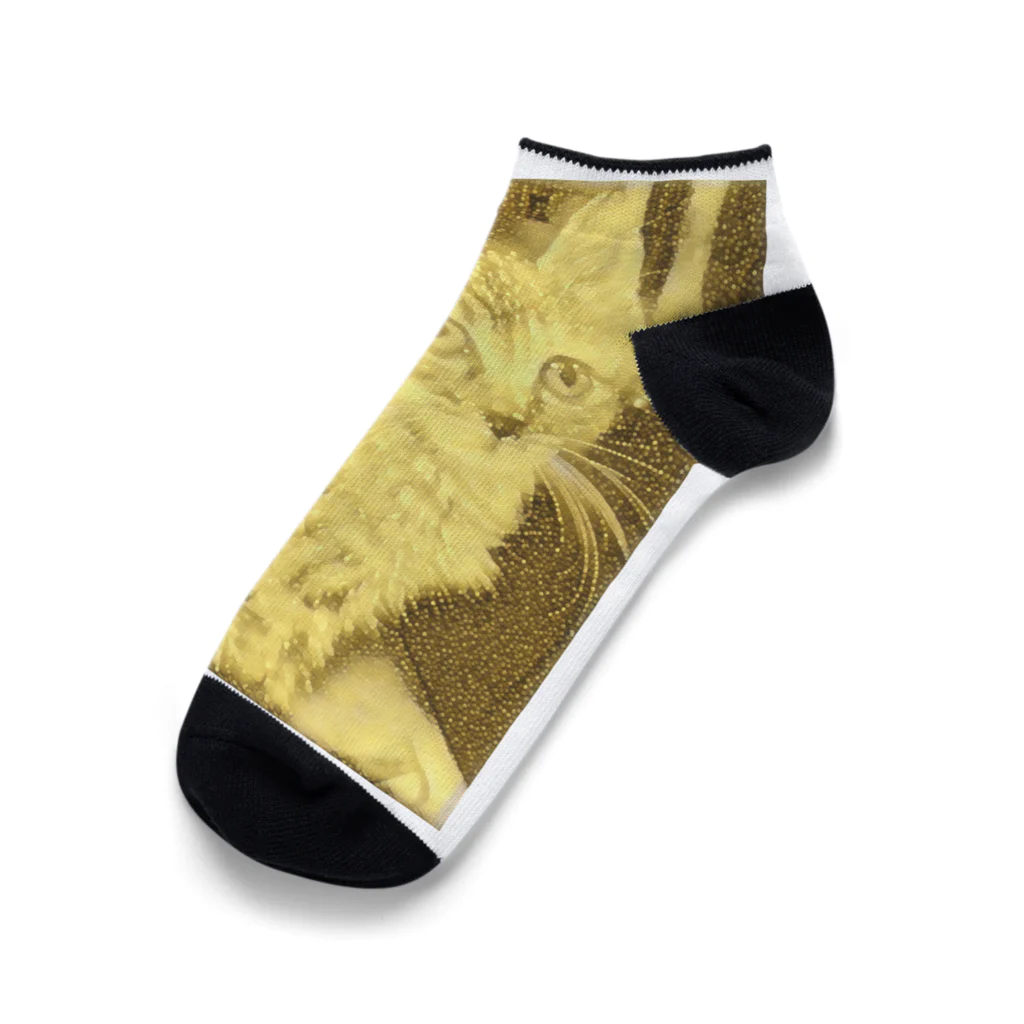 金色猫のキラキラネコ Ankle Socks