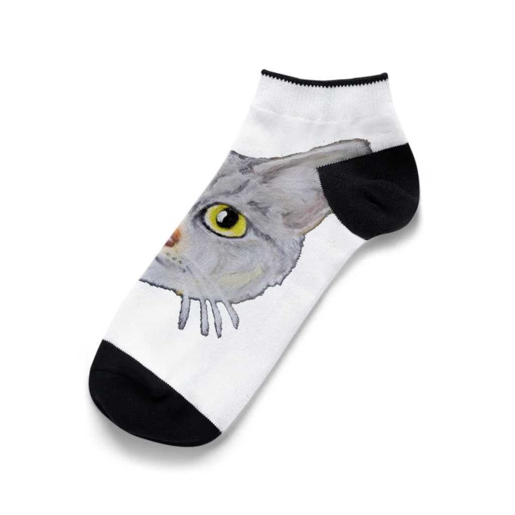 れいにゃん堂&れいにゃあ～と😺のチョークアートのキジトラ猫😸 Ankle Socks