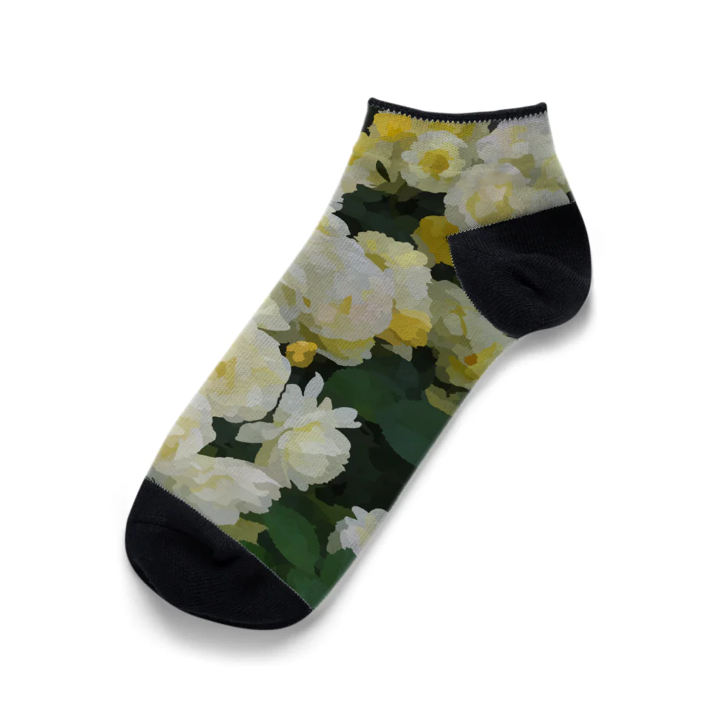 bitpiyoの黄色い薔薇の花 Ankle Socks