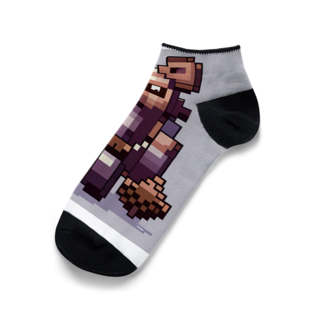 ゆうぴっく・NFTキャラクターグッズのドット絵ー動物戦士メカニック小熊 Ankle Socks