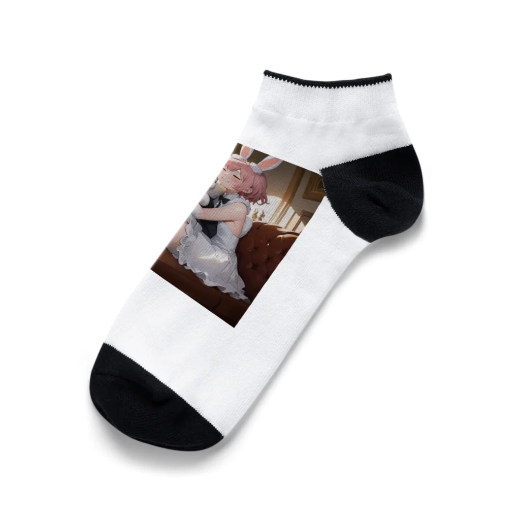 フウマショプのうさぎと犬のハグ Ankle Socks