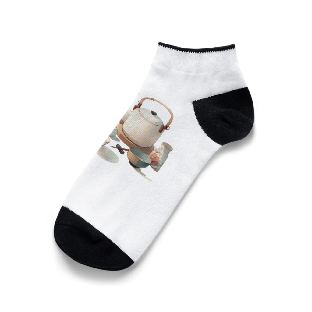 tsuncoの和風な茶器のミニマルデザイン Ankle Socks