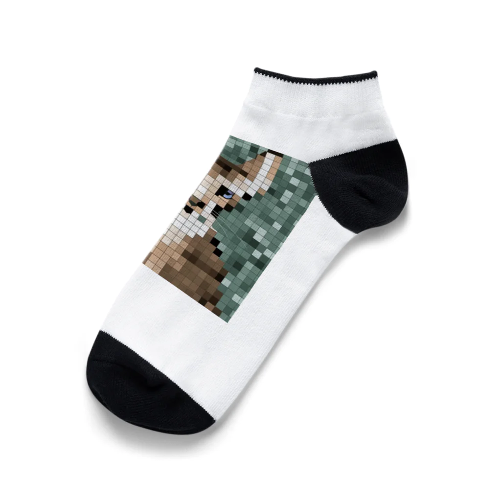 kindonesiaのドット絵のヒマラヤンキャット Ankle Socks