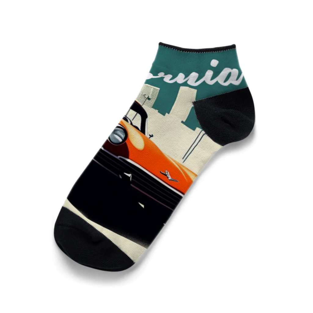 めそぽのカリフォルニアのオレンジの車 Ankle Socks