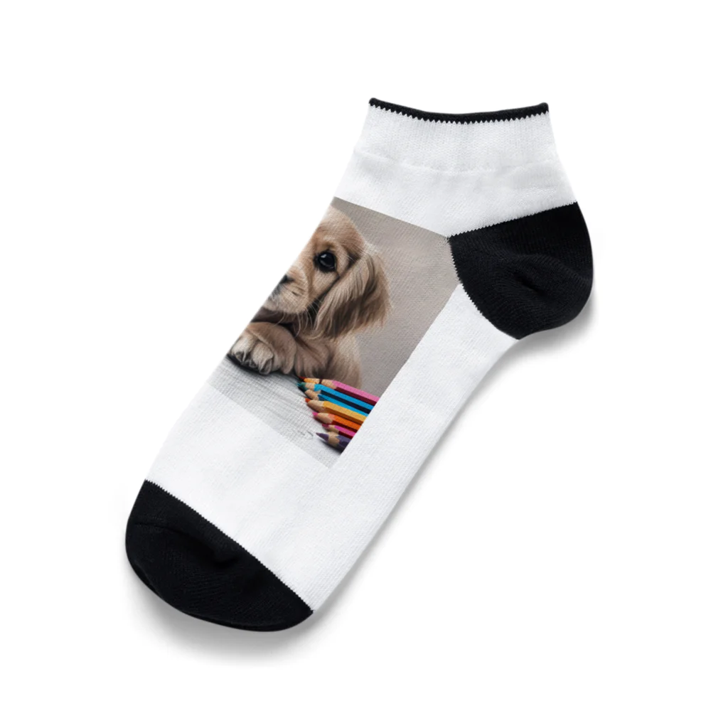 つぶらな瞳の子犬グッズ屋さんのつぶらな瞳の可愛い子犬② Ankle Socks