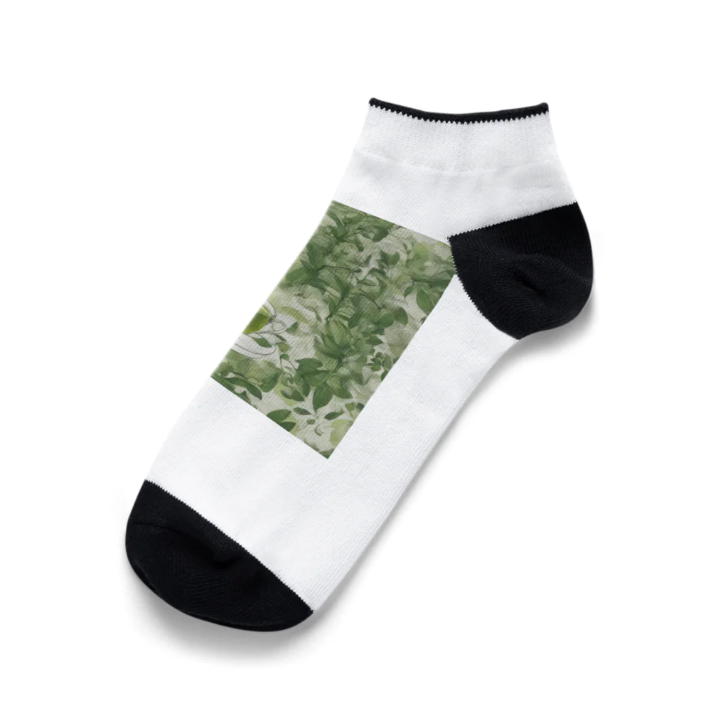 千裕アトリエ（いつもありがとう）のグリーンティーのアート　green tea art Ankle Socks