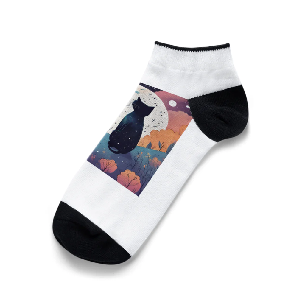 にゃんこワールドのにゃんこのお月見 Ankle Socks