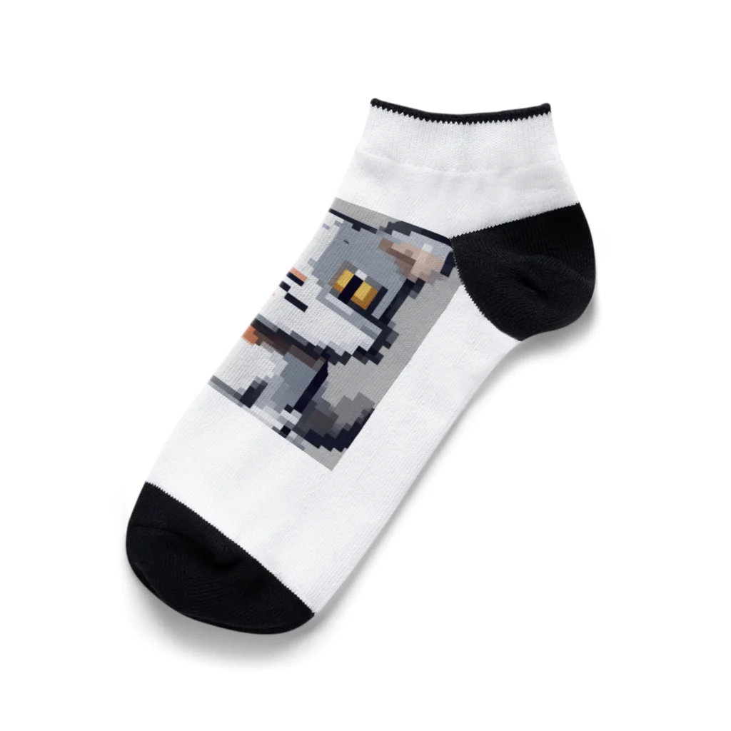 koba777のドット絵ハイイロネコ Ankle Socks