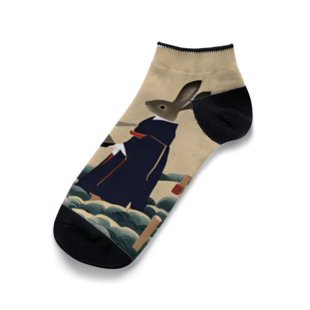 𝙍𝙖𝙗𝙗𝙞𝙩 𝙃𝙤𝙪𝙨𝙚の和服うさぎ Ankle Socks